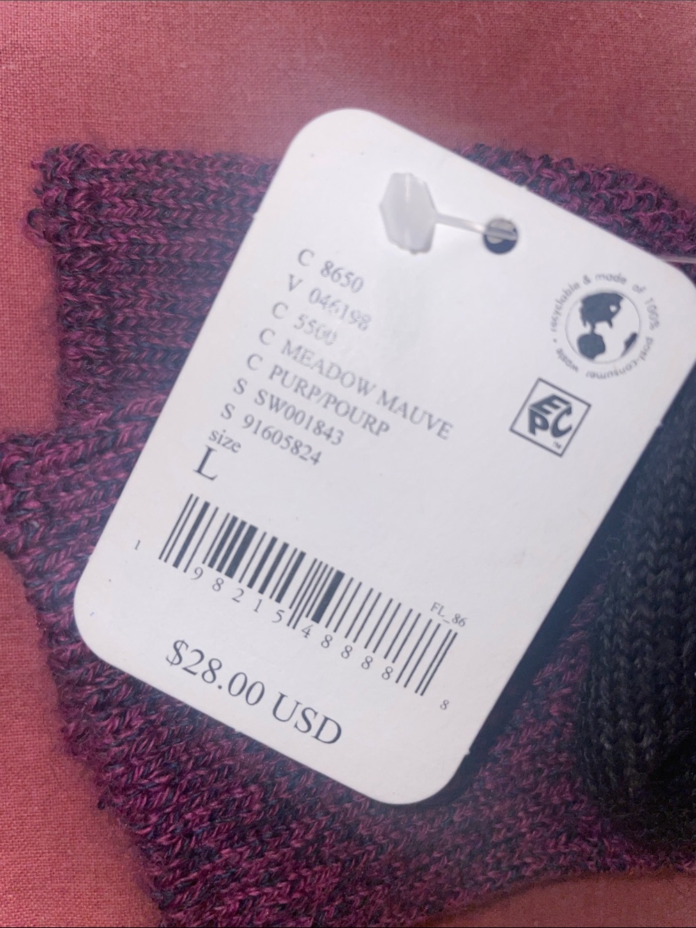 Free People X Smartwool crew Socks in Purple and Gray Pattern NWT - Picture 2 of 3